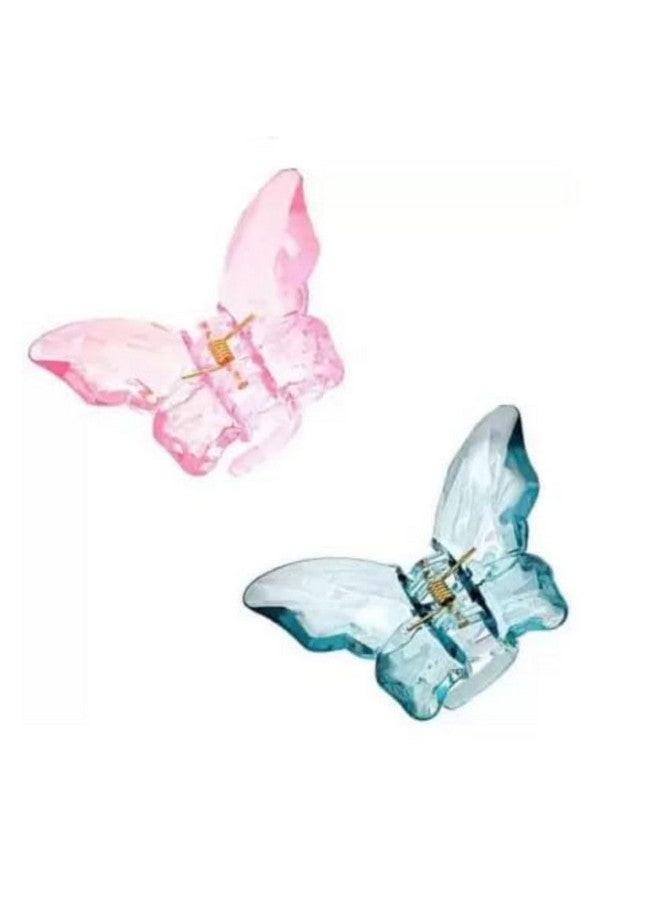 DN Creation Set of 2 Butterfly Non-Slip Fashion Jaw Hair Clips, Strong Hold Thin & Thick Hair Styling Accessories Hair Clucther - Assorted Color - Image 1