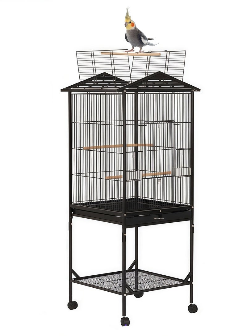 كيدل مفتوح أعلى قفص الطيور الوقوف قفص الببغاء بيت الطيور مع رف تخزين الصانية القابلة للإزالة قفص الطيور الباغاء مع موقف المتداول - Image 1