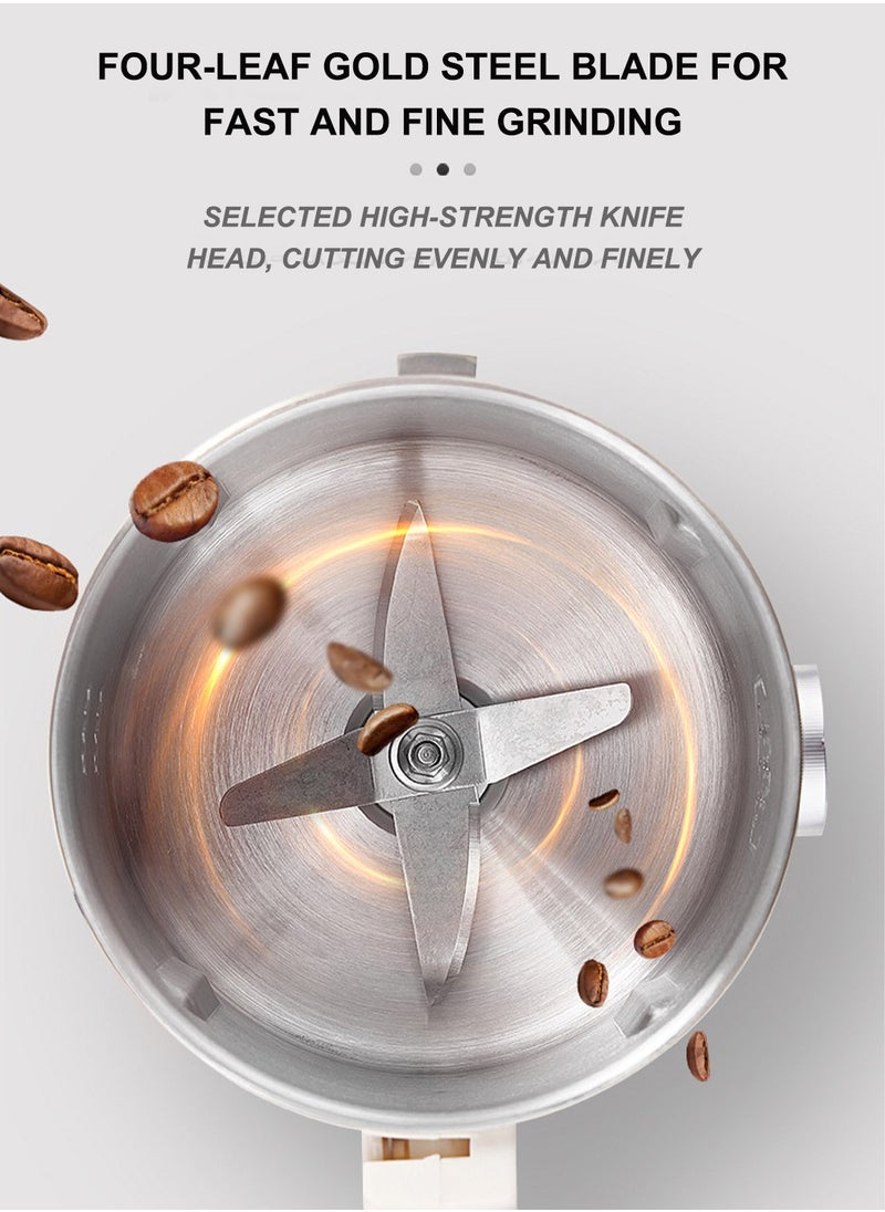 ET-LIFE - Electric Grinder, 800g Stainless Steel Coffee-Bean Grinder Stainless Steel, for Spices, Herbs, and Nuts Grinding and Coffee CR-0429 White - Image 1
