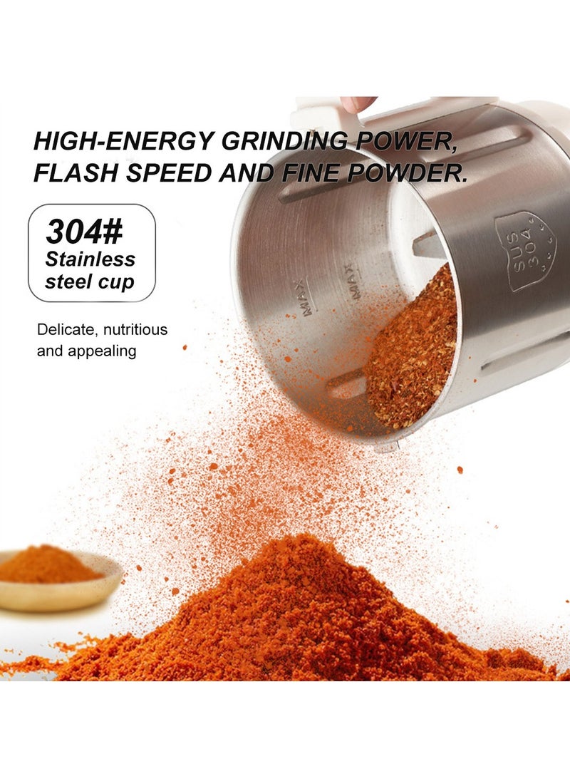 ET-LIFE - Electric Grinder, 800g Stainless Steel Coffee-Bean Grinder Stainless Steel, for Spices, Herbs, and Nuts Grinding and Coffee CR-0429 White - Image 1