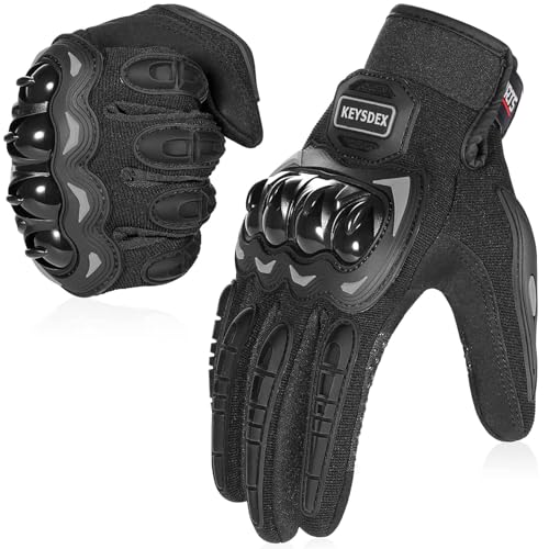 KEYSDEX Motorcycle Gloves,Touchscreen Full-Finger Gloves for Men & Women, Ideal for Motorcycle BMX, ATV, Motocross & Off-Road Racing,Tactical Gear - Black, Large - Image 1