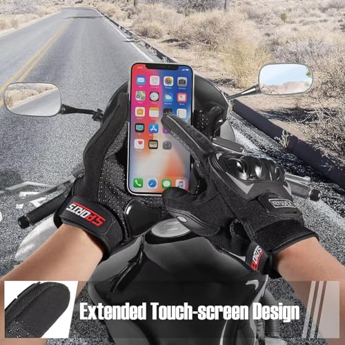 KEYSDEX Motorcycle Gloves,Touchscreen Full-Finger Gloves for Men & Women, Ideal for Motorcycle BMX, ATV, Motocross & Off-Road Racing,Tactical Gear - Black, Large - Image 4