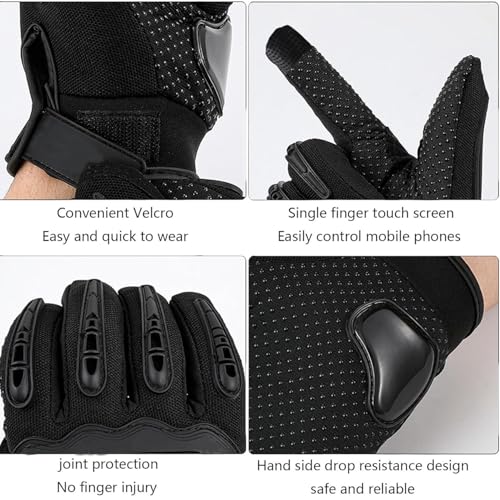 KEYSDEX Motorcycle Gloves,Touchscreen Full-Finger Gloves for Men & Women, Ideal for Motorcycle BMX, ATV, Motocross & Off-Road Racing,Tactical Gear - Black, Large - Image 5