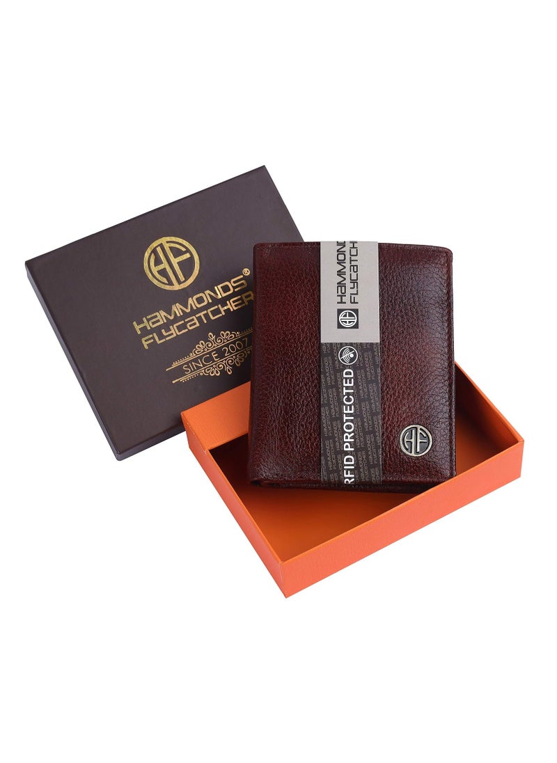HAMMONDS FLYCATCHER - Leather Wallets for Men - RFID Protected Bi-Fold Money Wallet with Total 10 Slots/Pockets - Gift for Men - Brown - Image 1