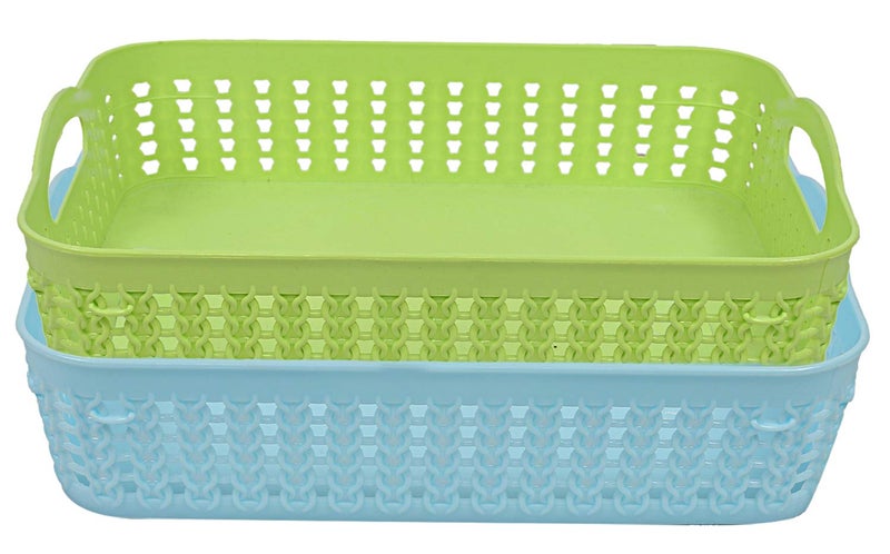Kuber Industries Plastic 2 Pieces Multipurpose Storage Basket Set (Green & Blue)-CTKTC025420 - Image 1