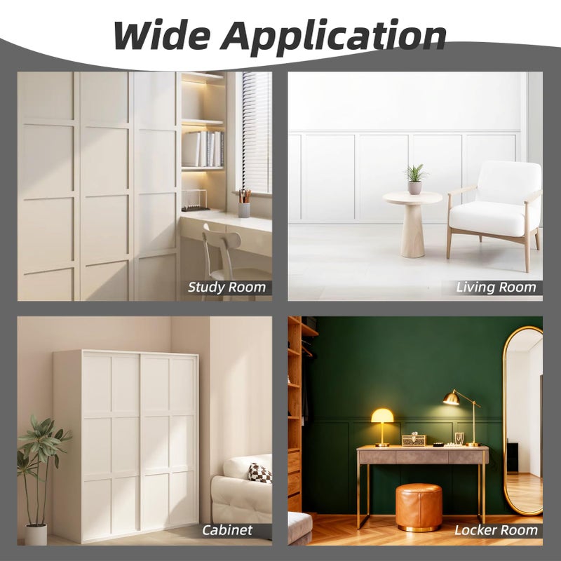 Art3dwallpanels White Primed Wainscoting Kit Premade Board and Batten Paintable Molding Trim Covers 120 x 43.5 Inch Accent Wall Panel for Kitchen Bedroom Living Room Home Decor with Edge Strip - Image 3