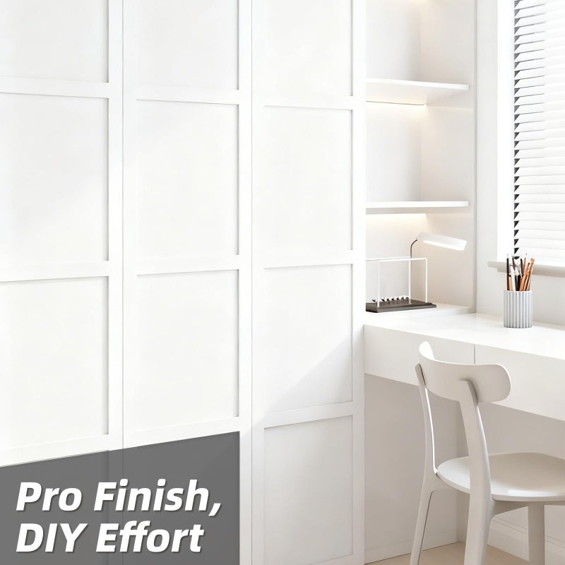 Art3dwallpanels White Primed Wainscoting Kit Premade Board and Batten Paintable Molding Trim Covers 120 x 43.5 Inch Accent Wall Panel for Kitchen Bedroom Living Room Home Decor with Edge Strip - Image 4