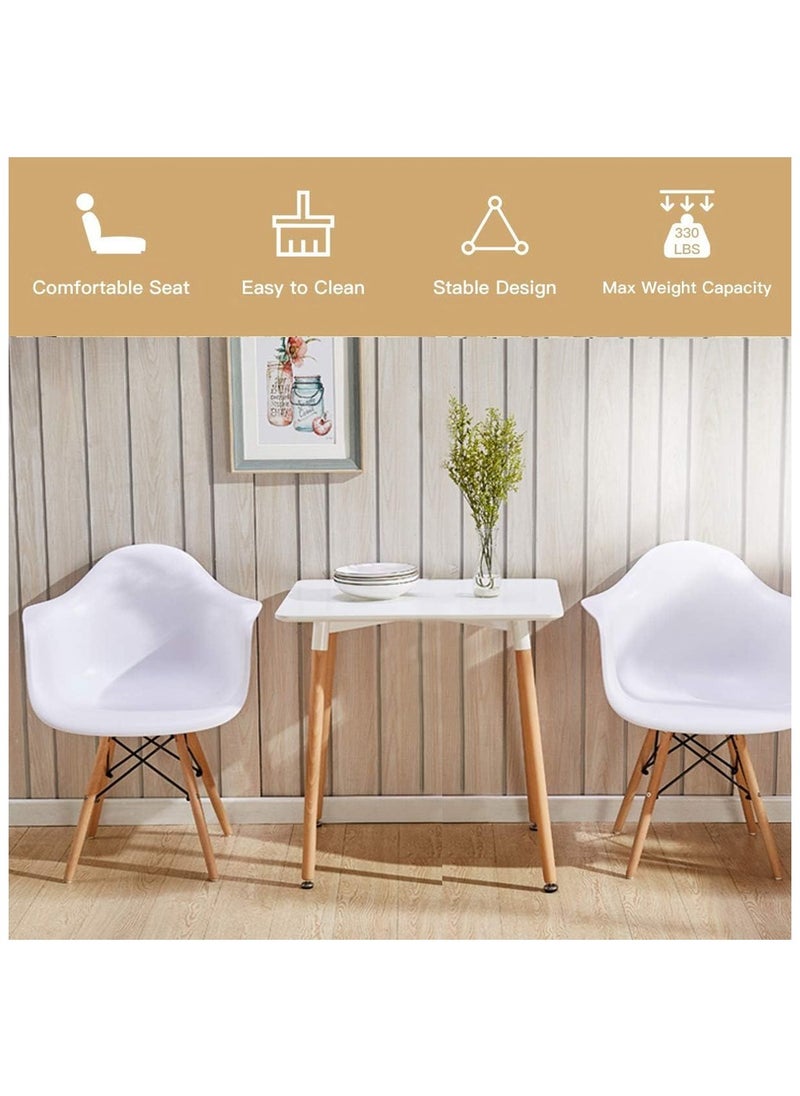 Mahmayi Mahmayi Cenare 7-Piece Dining Set for Kitchen, 140 X 80 Dining Table With 6 X DAW Arm Dining Chair - White  - Image 3