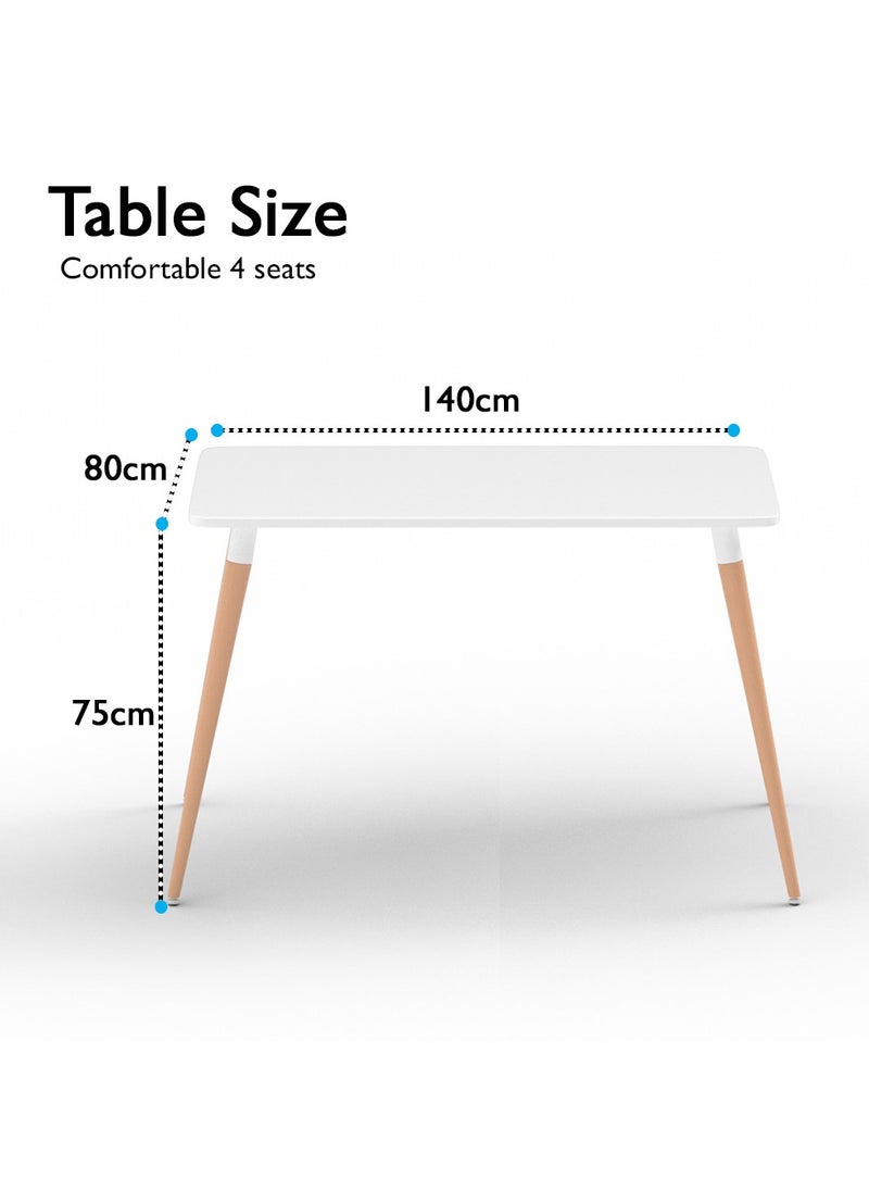 Mahmayi Mahmayi Cenare 7-Piece Dining Set for Kitchen, 140 X 80 Dining Table With 6 X DAW Arm Dining Chair - White  - Image 4
