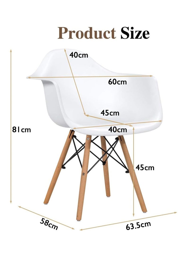 Mahmayi Mahmayi Cenare 7-Piece Dining Set for Kitchen, 140 X 80 Dining Table With 6 X DAW Arm Dining Chair - White  - Image 5