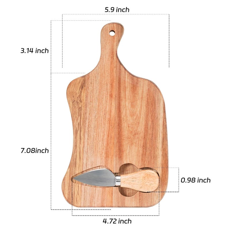 Iktu Mini Small Cheese Board and Knife Set Charcuterie Platter Serving Tray for Wine Crackers Brie and Meat for HomePicnicRestaurant Cafe Use Dimensions26 x 15 x 15cm - Image 2