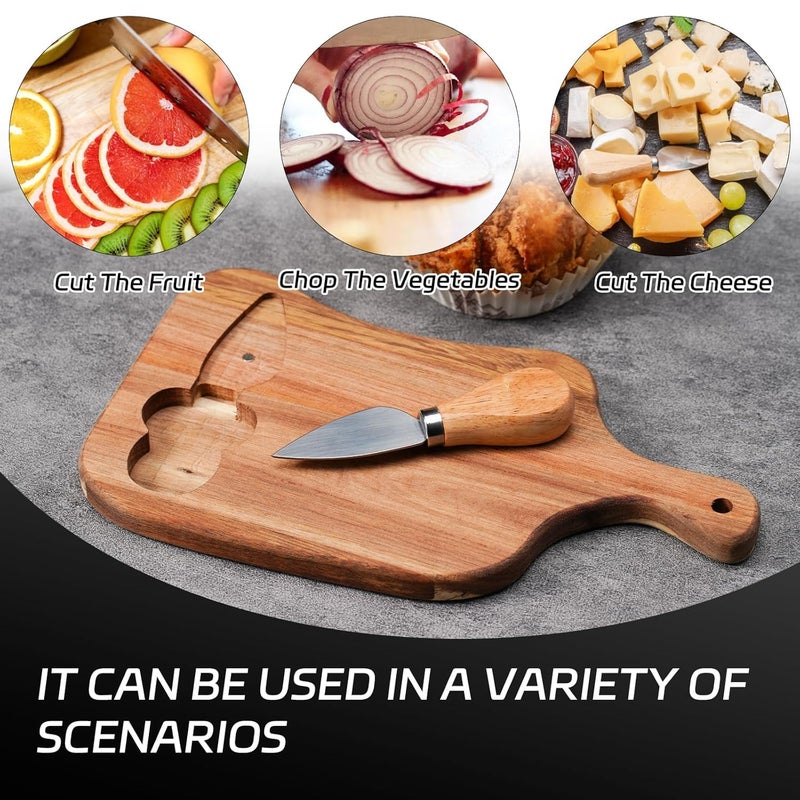 Iktu Mini Small Cheese Board and Knife Set Charcuterie Platter Serving Tray for Wine Crackers Brie and Meat for HomePicnicRestaurant Cafe Use Dimensions26 x 15 x 15cm - Image 3
