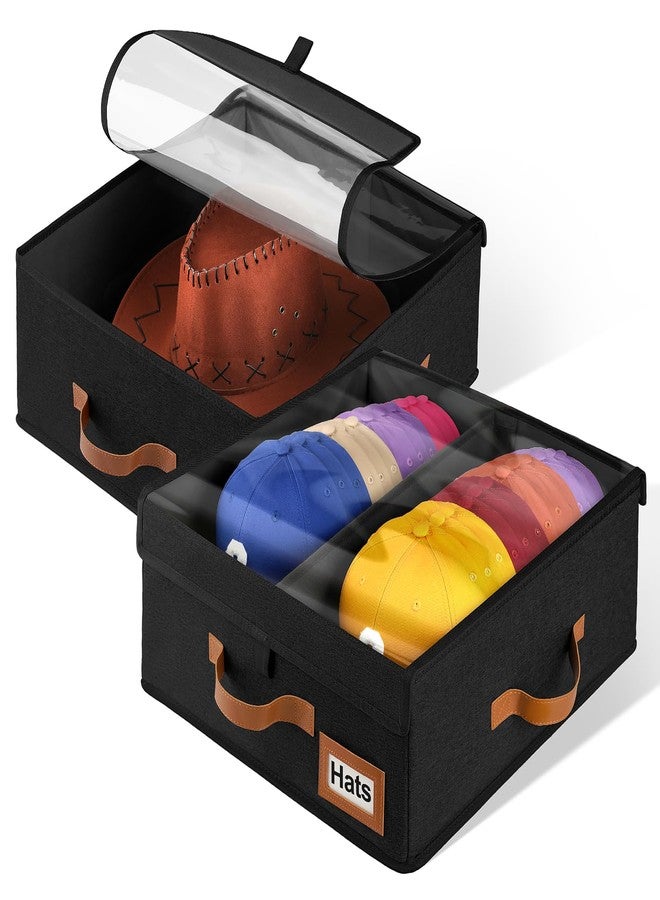 Dofilachy 2-in-1 Stackable Hat Storage for Baseball Caps with Clear Lid, Holds 28-32 Caps - Adjustable Space Hat Organizer for Baseball & Cowboy Hats, Closet Box for Men & Women (Black) - Image 1
