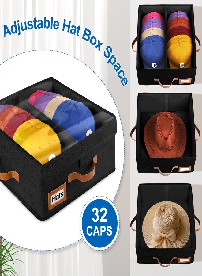 Dofilachy 2-in-1 Stackable Hat Storage for Baseball Caps with Clear Lid, Holds 28-32 Caps - Adjustable Space Hat Organizer for Baseball & Cowboy Hats, Closet Box for Men & Women (Black) - Image 4