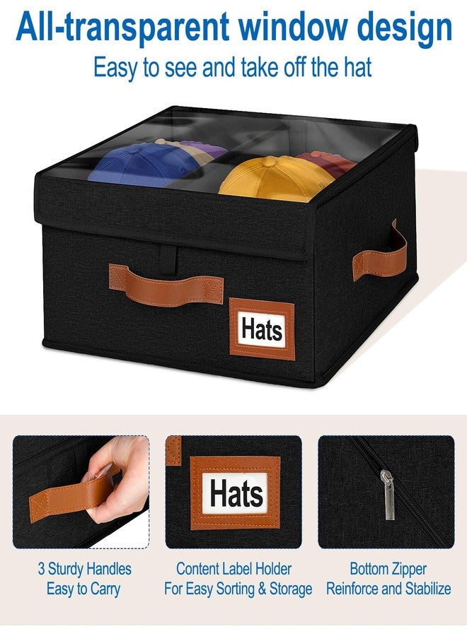 Dofilachy 2-in-1 Stackable Hat Storage for Baseball Caps with Clear Lid, Holds 28-32 Caps - Adjustable Space Hat Organizer for Baseball & Cowboy Hats, Closet Box for Men & Women (Black) - Image 5