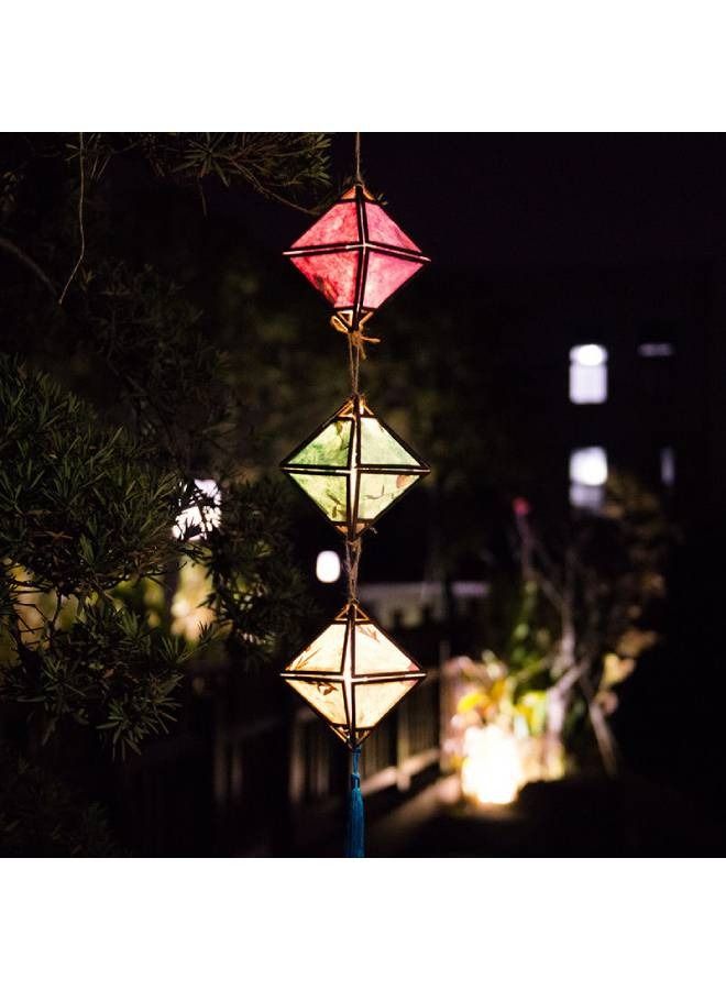 fashionhome Rhombus Portable Lantern with Tassel Light Lamp for Diwali Spring Festival Home Decoration - Image 4