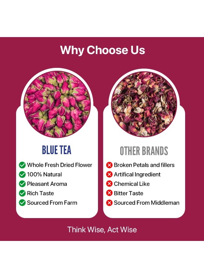 BLUE TEA - Rose Buds Tea - 30gm - 30 Cups | VITAMIN-C | Beautiful Hair & Skin - Caffeine Free - Natural - Flower Based - Herbal Tea - Image 3