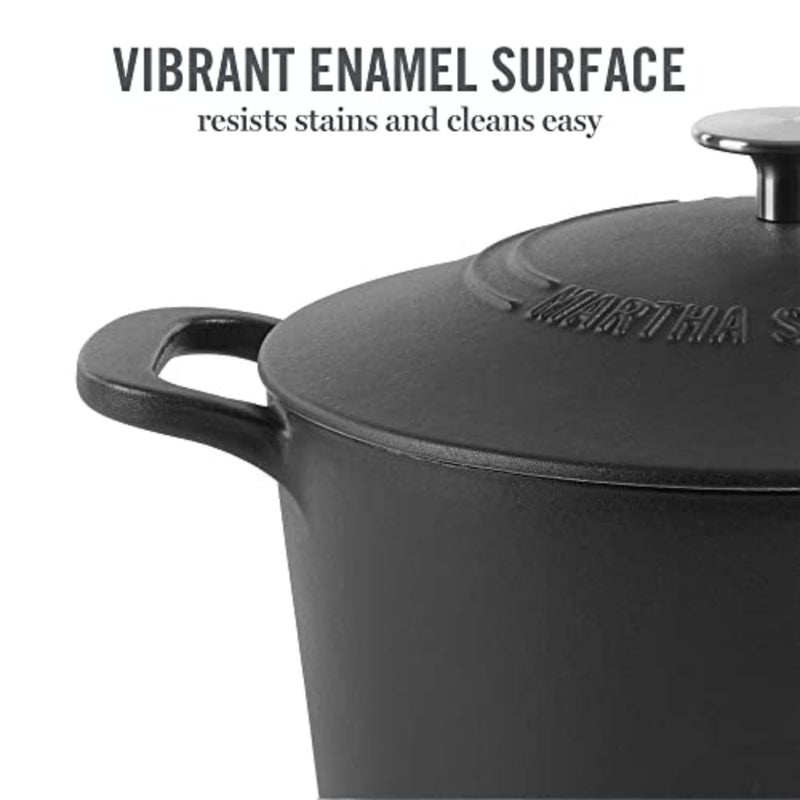 Gatwick 7 QT Enamel Cast Iron Dutch Oven, Matte Black - Image 3