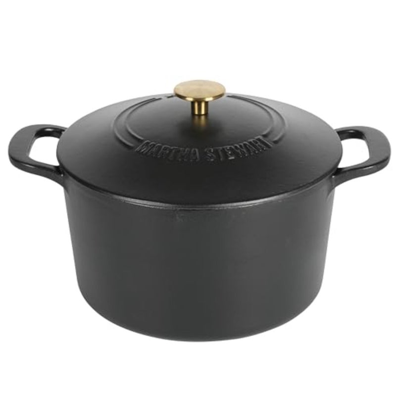 Gatwick 7 QT Enamel Cast Iron Dutch Oven, Matte Black - Image 1