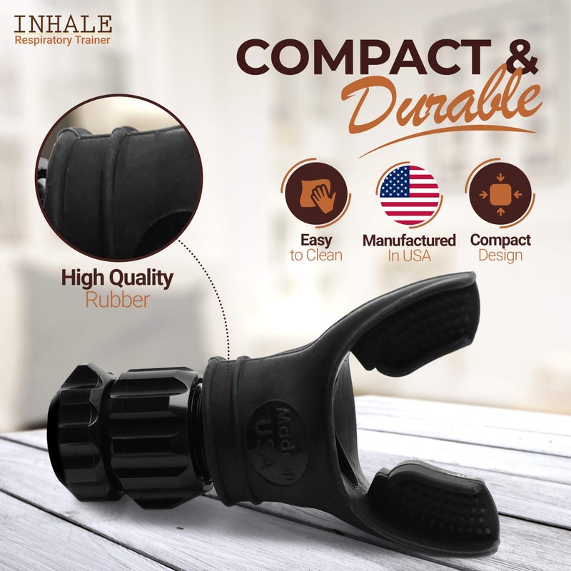 Inhale مدرب التنفس إنهيل | جهاز تمارين الرئة المدمج مع سيليكون عالي الجودة | حقيبة حمل متضمنة | مدرب التنفس مع مقاومة قابلة للتعديل | محمول وسهل التنظيف - Image 2