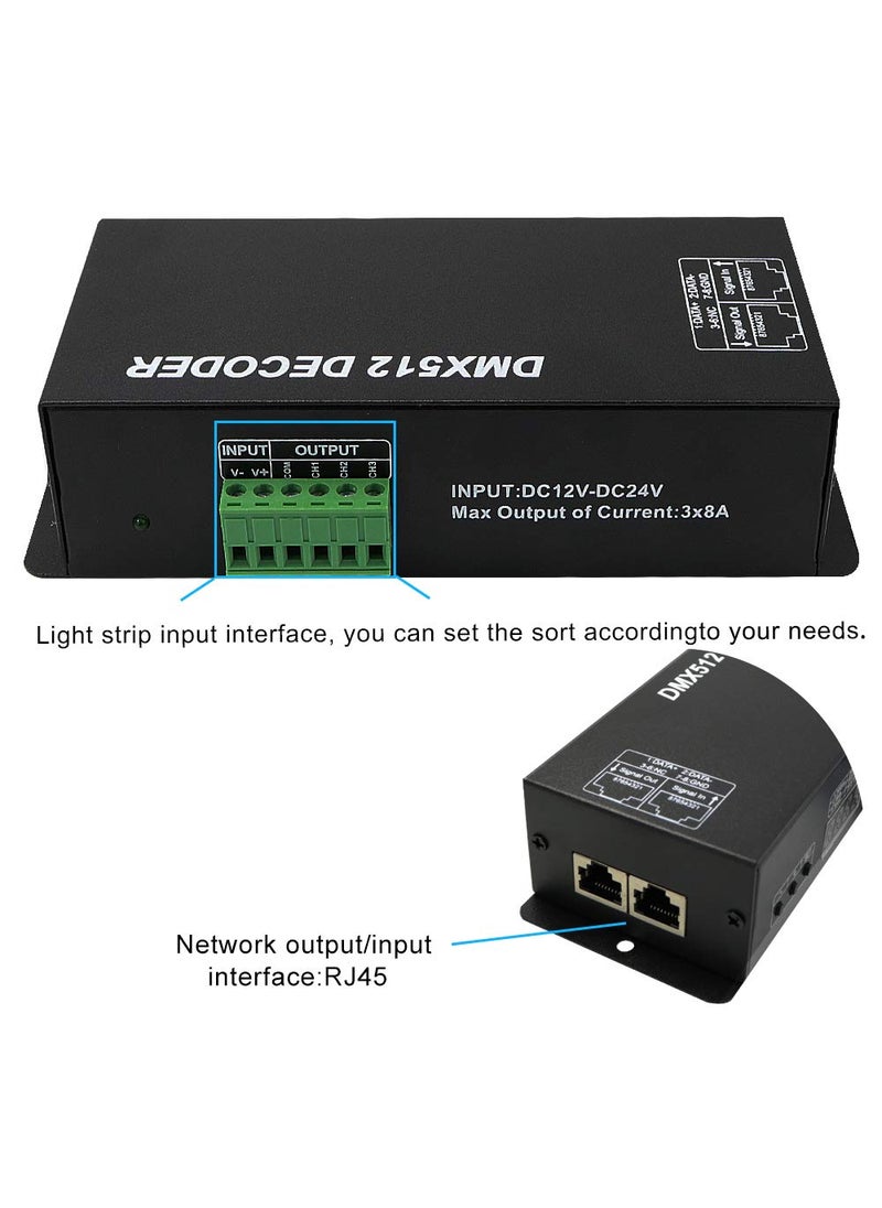 Amki Dmx Controller 3CH dmx 512 controller Dmx Decoder for LED RGB Strip or Lights Dmx512 controller Digital Display Decoder, Dimming Driver DC12V-24V(3 Channel(with display))  - Image 3