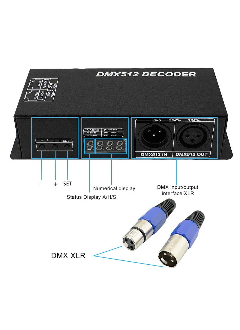Amki Dmx Controller 3CH dmx 512 controller Dmx Decoder for LED RGB Strip or Lights Dmx512 controller Digital Display Decoder, Dimming Driver DC12V-24V(3 Channel(with display))  - Image 2