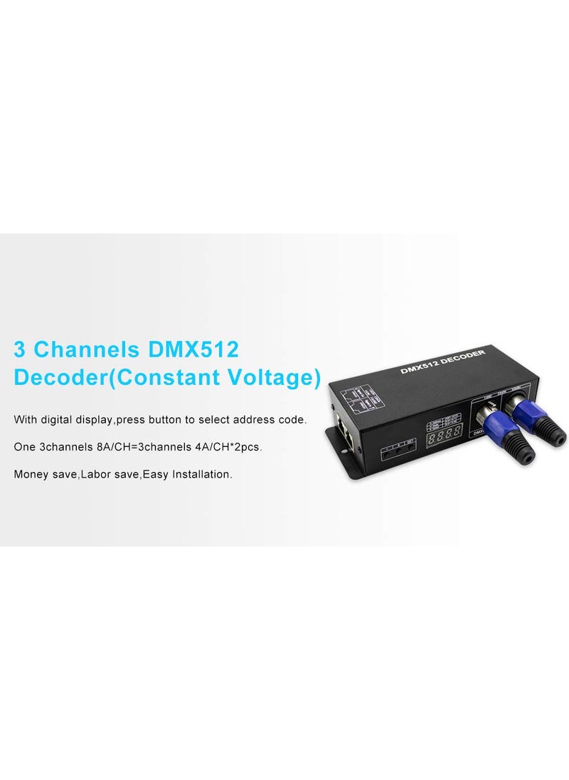 Amki Dmx Controller 3CH dmx 512 controller Dmx Decoder for LED RGB Strip or Lights Dmx512 controller Digital Display Decoder, Dimming Driver DC12V-24V(3 Channel(with display))  - Image 5