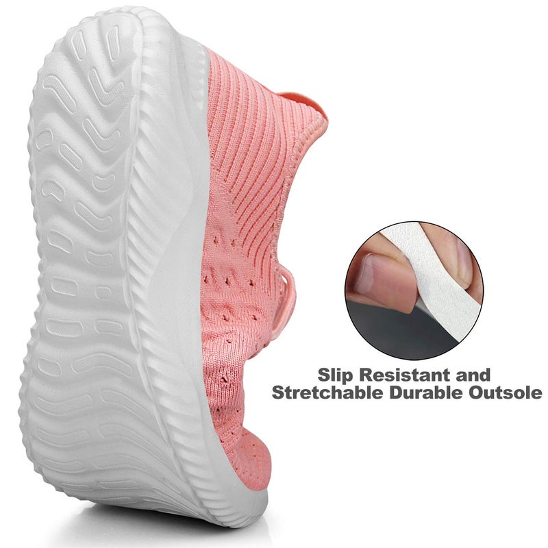 Feethit Womens Slip On Walking Shoes Non Slip Running Shoes Breathable Workout Shoes Lightweight Gym Sneakers Pink Size 6.5 - Image 4