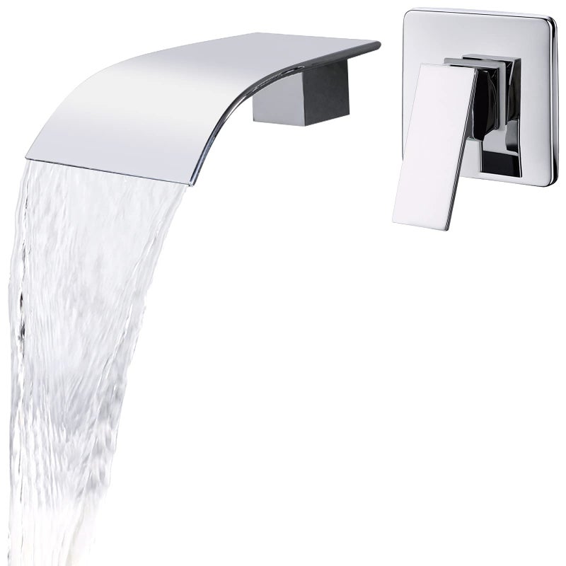 KAPHOME Waterfall Faucet Wall MountBrass Bathroom Waterfall Tub FaucetWall Mounted Bathtub Filler TapChromeKHBPC01U