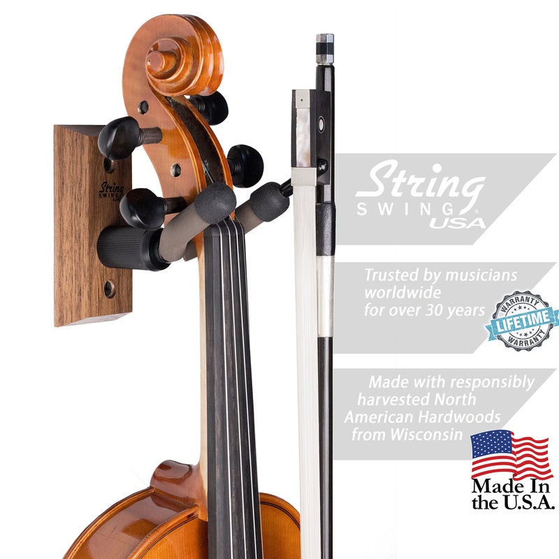 String Swing CC01V Wall Mount Violin Hanger (Black Walnut) - Image 3