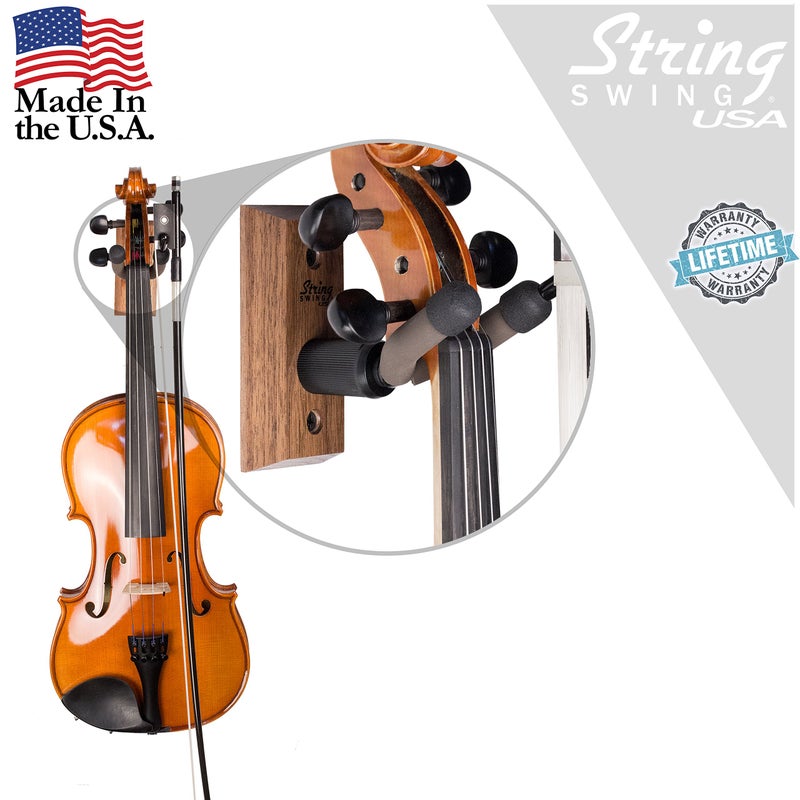 String Swing CC01V Wall Mount Violin Hanger (Black Walnut) - Image 4
