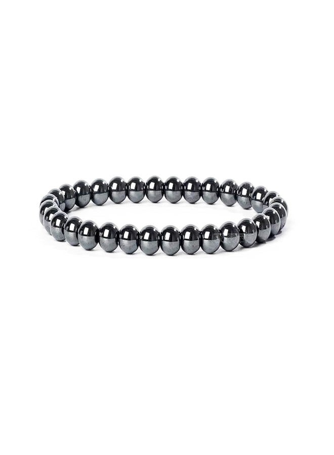 EDMIRIA 6mm Magnetic Hematite Natural Gemstone Metal Balancing Energy Therapy Adjustable Bracelets For Healing -Weight Managament - Bracelet for Men & Women (Design 5 - Pack of 2) - Image 5