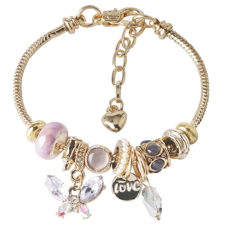 DS Charm Bracelets for teen girls exquisite cute cartoon friendship bracelet Gold Stainless Steel Bangle birthday Gift box Adjustable little girls kids jewelry holiday gifts (GOLD-2) - Image 1