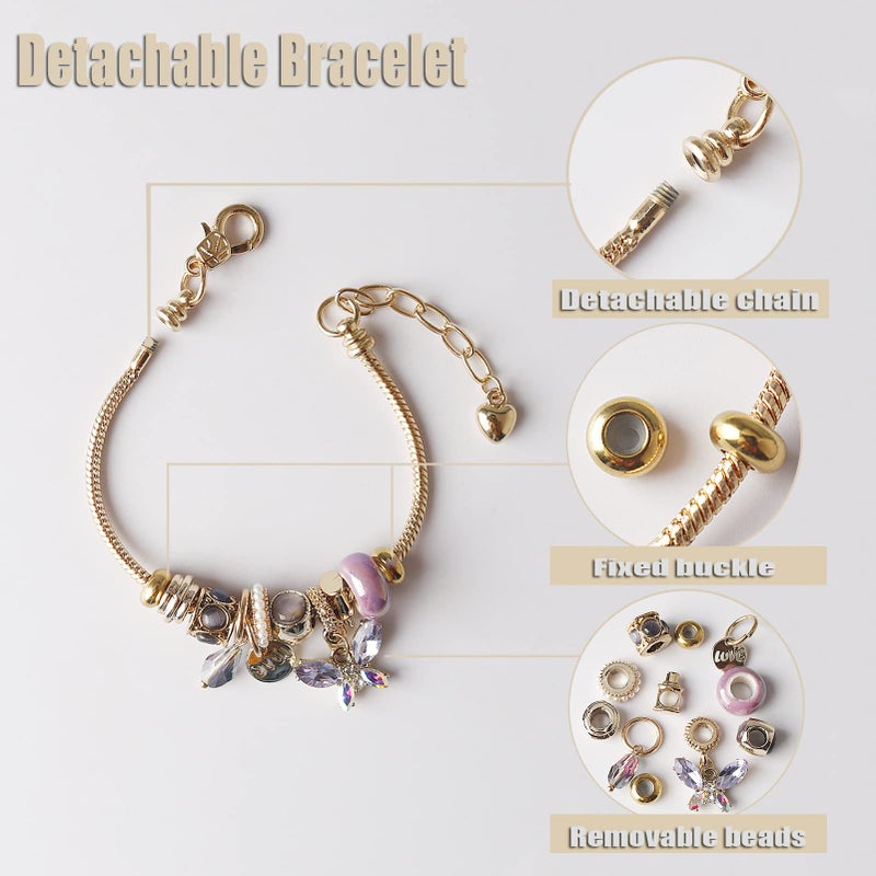 DS Charm Bracelets for teen girls exquisite cute cartoon friendship bracelet Gold Stainless Steel Bangle birthday Gift box Adjustable little girls kids jewelry holiday gifts (GOLD-2) - Image 3