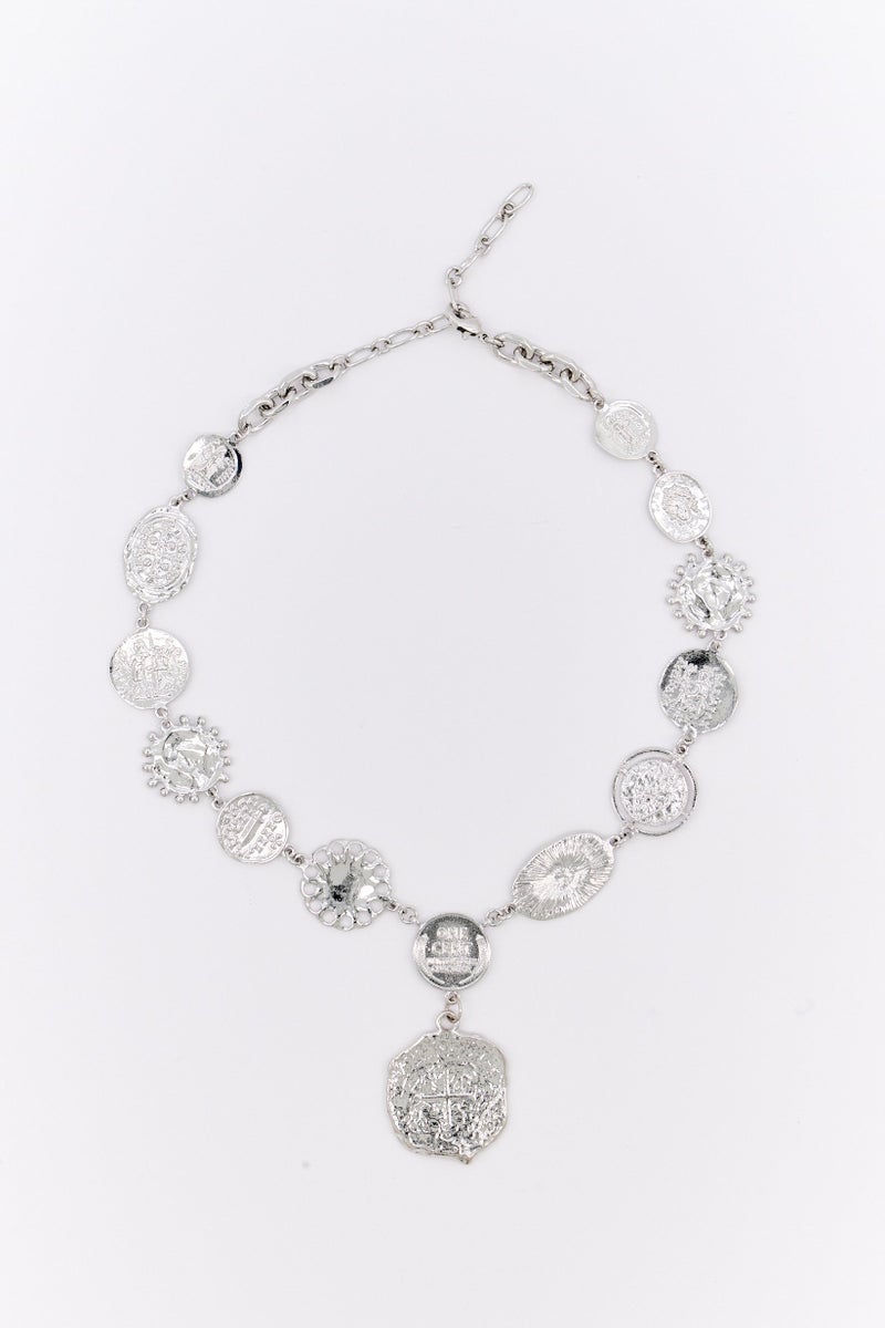 Eden by Adina Eden Women Solid Vintage Coins Drop Lariat Necklace, Silver - Image 3