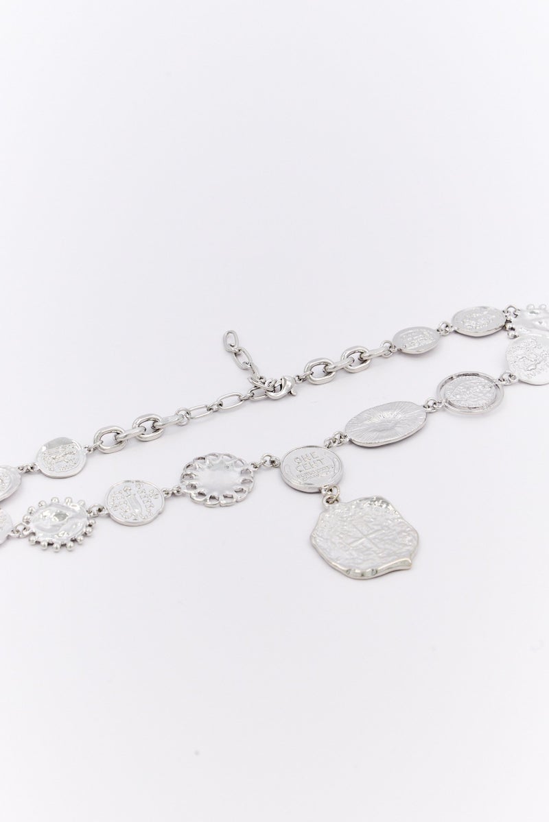 Eden by Adina Eden Women Solid Vintage Coins Drop Lariat Necklace, Silver - Image 2