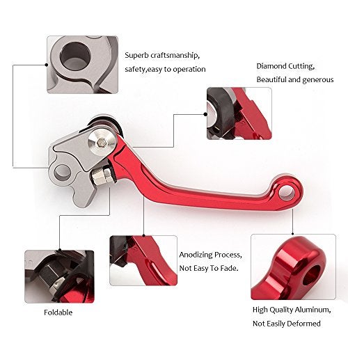 NICEDOLL Dirt Bike Clutch Brake Pivot Levers for CRF125F CRF 125 F 125F 2020 2021 2022 2023 2024 Foldable CNC Red - Image 4