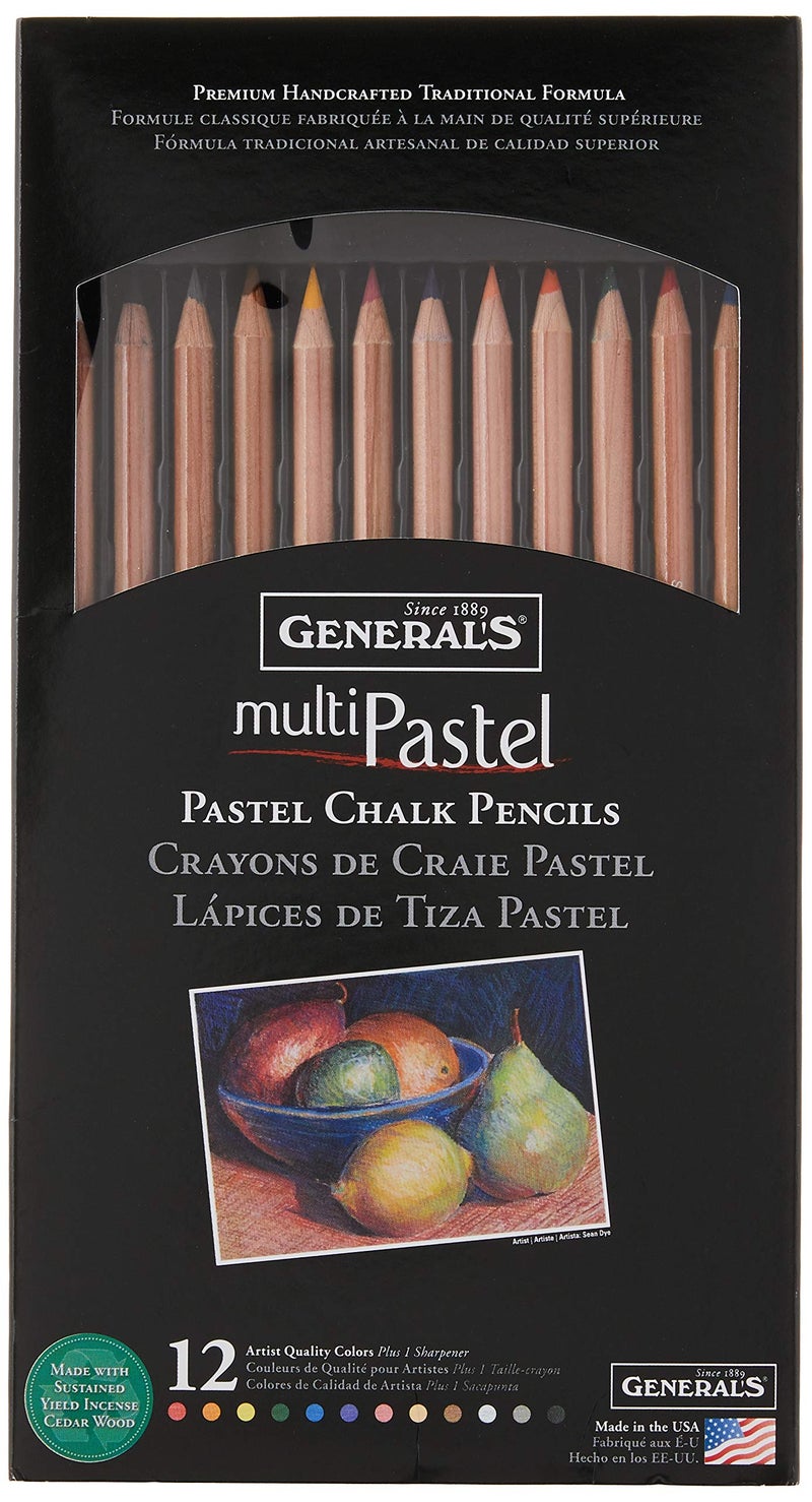General's General Pencil 4400-12A General's Pastel Chalk Pencils, 12 Colors, Multicolor, 7 x 1/4 x 1/4 in - Image 1