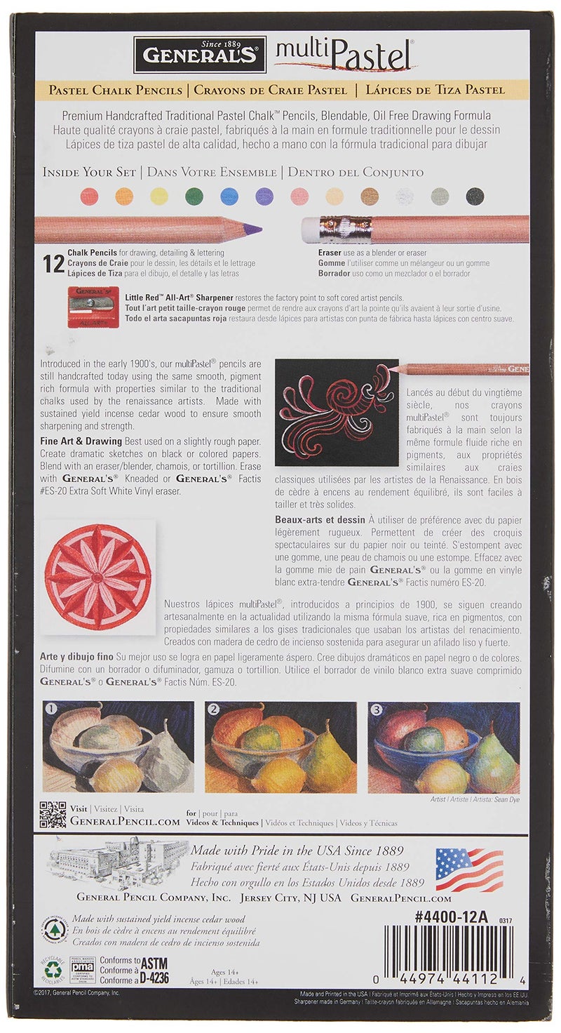 General's General Pencil 4400-12A General's Pastel Chalk Pencils, 12 Colors, Multicolor, 7 x 1/4 x 1/4 in - Image 2