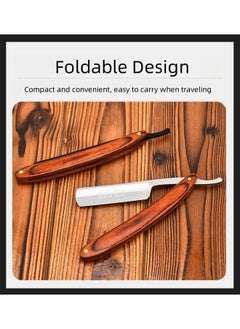 WAOKN Straight Razor, Wooden Straight Edge Razor for Man Stainless Steel Manual Razor Kit Wood Shaving Razor Vintage Straight Razor for Man, Barber Hairdressing Razor,  Eyebrow Shaping and Body Hair Removal  - Image 3