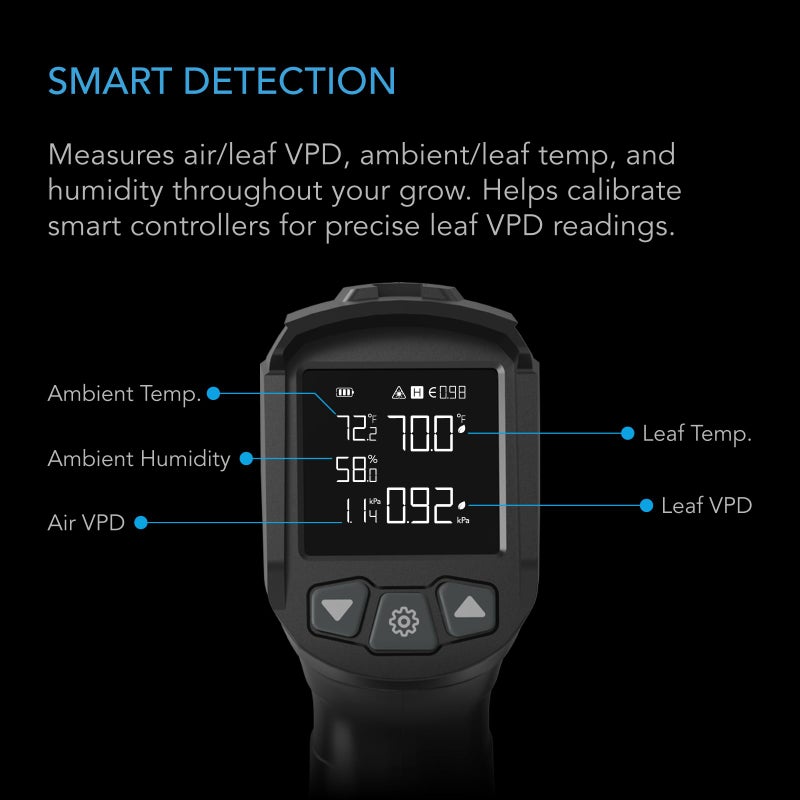 AC Infinity VPD Thermometer, Handheld Environmental Monitor, Captures Leaf VPD and Temperature, Calibrates Smart Controllers, Precision Infrared Range for Plants, Grow Tents, Greenhouses, Terrariums - Image 3