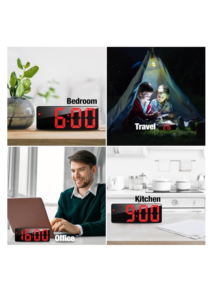 ماركة غير محددة - ساعة منبه رقمية بشاشة LED عاكسة | سطوع قابل للتعديل + غفوة + منفذ شحن USB - Image 1