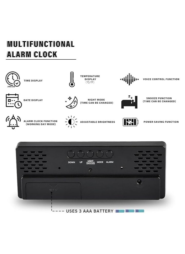 ماركة غير محددة - ساعة منبه رقمية بشاشة LED عاكسة | سطوع قابل للتعديل + غفوة + منفذ شحن USB - Image 1