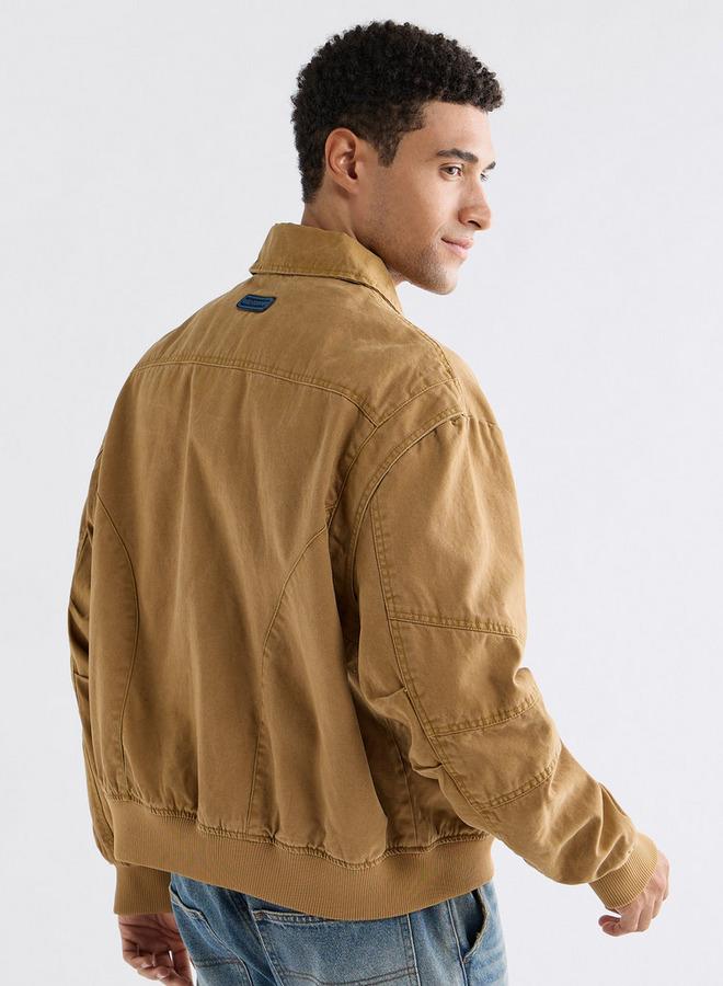 سبلاش فيڤ جاكيت بايكر سادة بأكمام طويلة وسحّاب إغلاق - Image 3