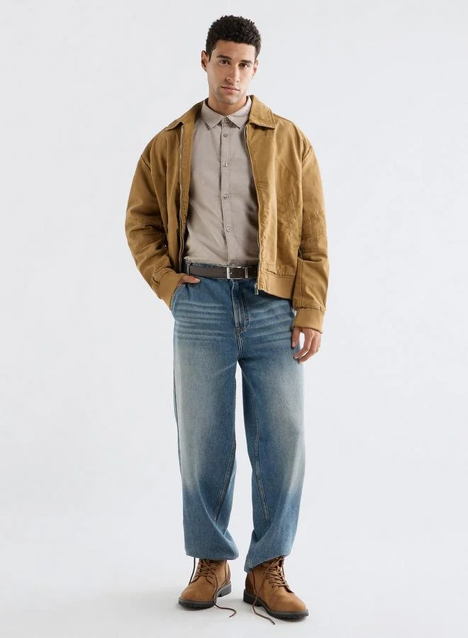 Splash FAV Solid Biker Jacket with Long Sleeves and Zip Closure