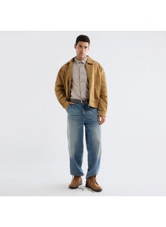 FAV Solid Biker Jacket with Long Sleeves and Zip Closure  - Image 2