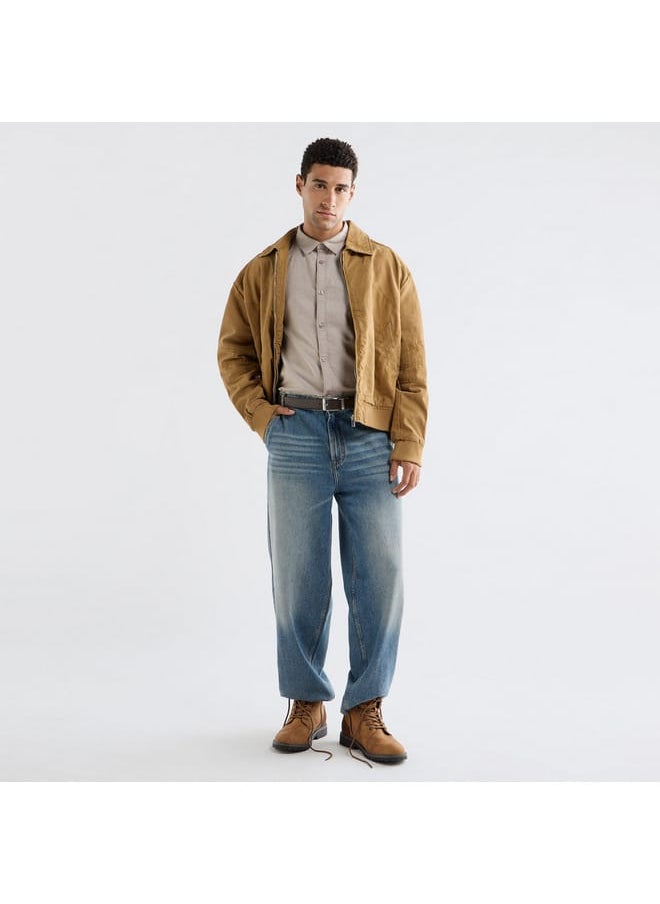 FAV - Solid Biker Jacket with Long Sleeves and Zip Closure - Image 1
