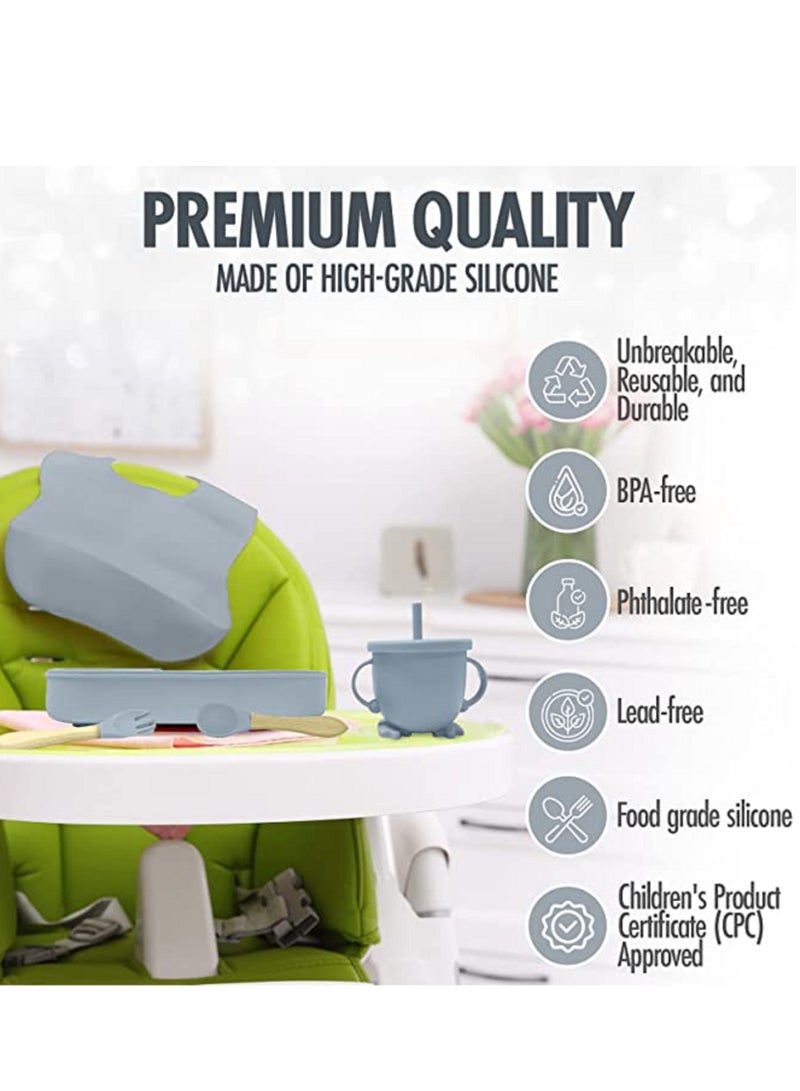 Gerenic Silicone Baby Feeding Set-Plate & Bowl with Suction，Baby Weaning Feeding Supplies - Image 5