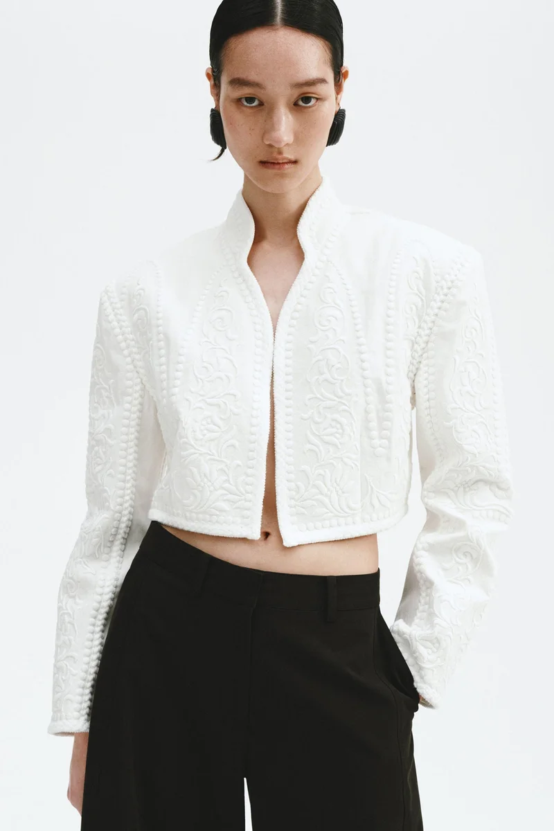 H&M Linen-blend bolero blazer