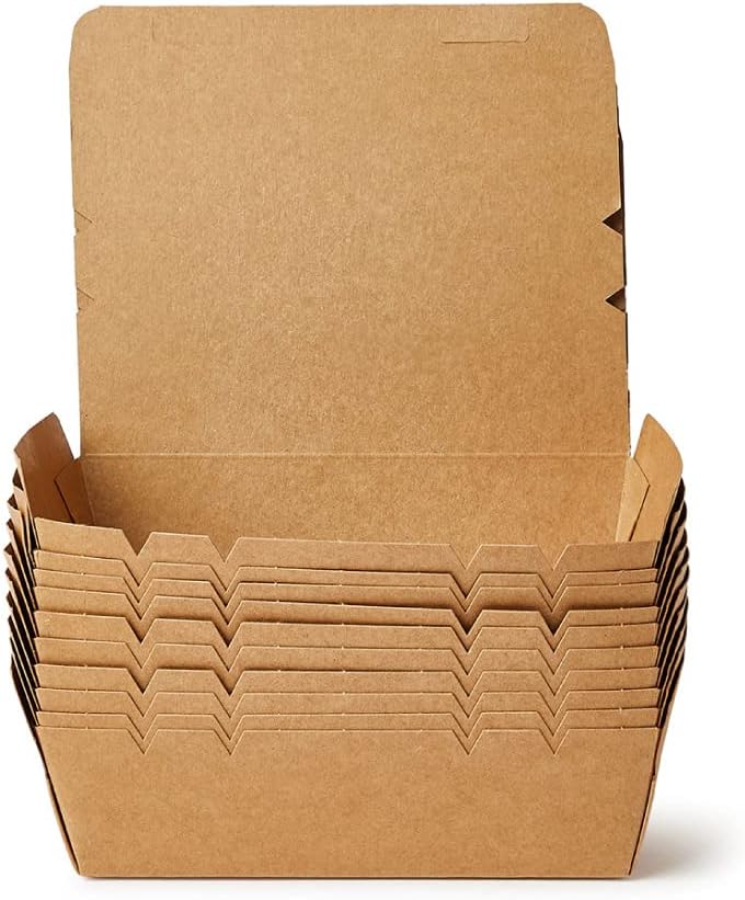 SNH Packing Kraft Lunch Box Large Without Window, Grease-Resistant Baked Goods Gift Boxes - Built-In Lids, Kraft Paper Brownie Boxes, For Meals And Desserts - 25 Pieces. - Image 1